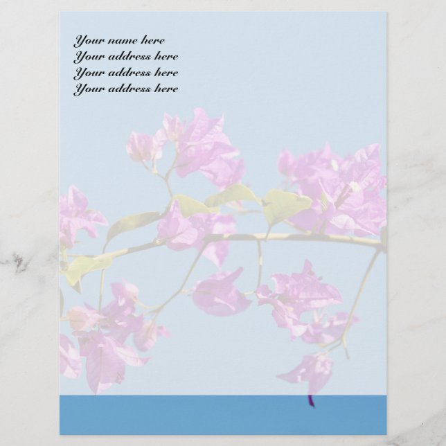 Bougainvillea Flowers Custom Letterhead (Front)
