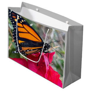 Bougainvillea flowers with monarch butterfly large gift bag
