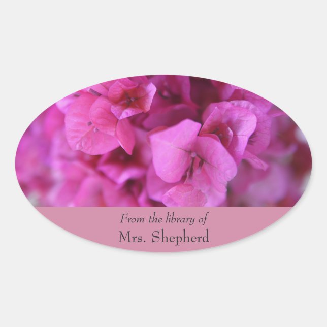 Bougainvillea full bookplate oval sticker (Front)