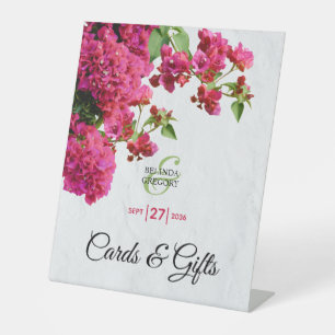 Bougainvillea Greek Island Wedding Cards & Gifts Pedestal Sign