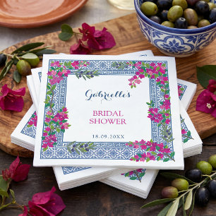 Bougainvillea Mediterranean Greek Bridal Shower Napkin