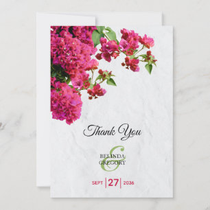 Bougainvillea Mediterranean Greek Island Wedding Thank You Card