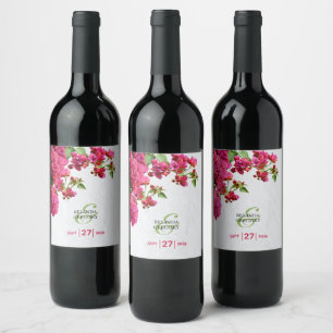 Bougainvillea Mediterranean Greek Island Wedding   Wine Label