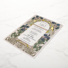 Bougainvillea Navy Blue Gold Wedding Art Nouveau