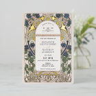 Bougainvillea Navy Blue Gold Wedding Art Nouveau