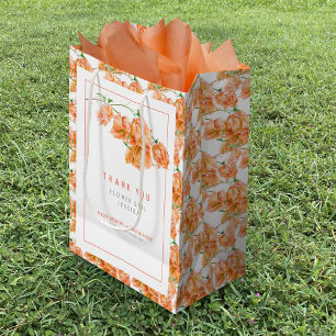 Bougainvillea orange watercolor wedding favour bag