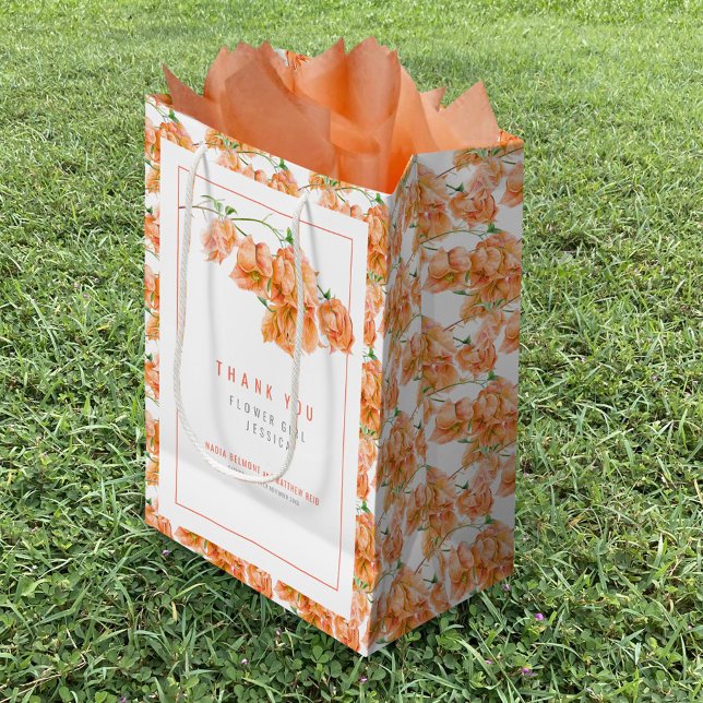 Bougainvillea orange watercolor wedding favour bag (Creator Uploaded)