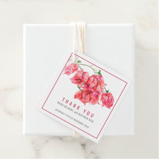 Bougainvillea paper flower red wedding thank you favour tags