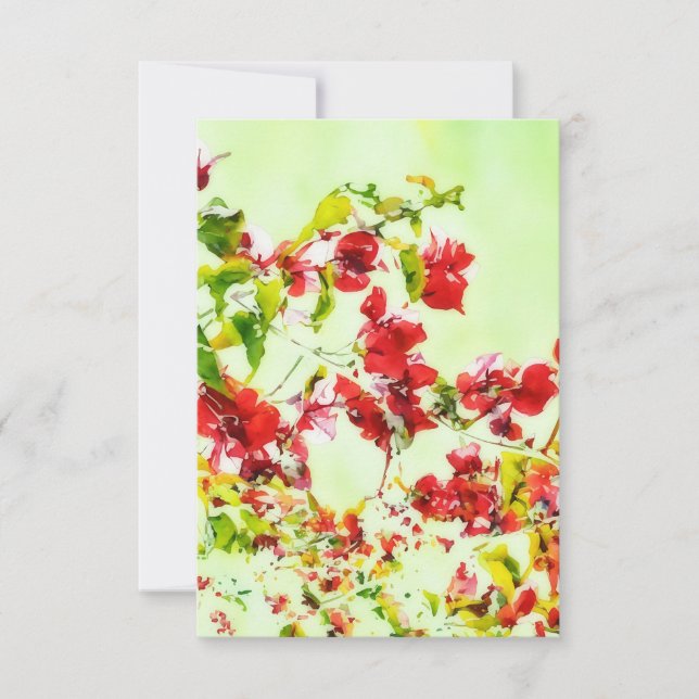Bougainvillea Pink Flower Art Flat Note Card (Front)