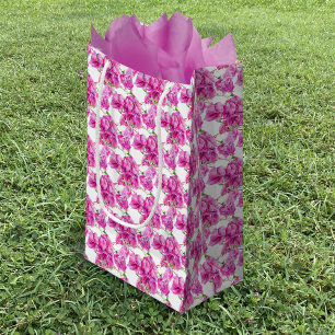 Bougainvillea pink flower watecolor pattern small gift bag