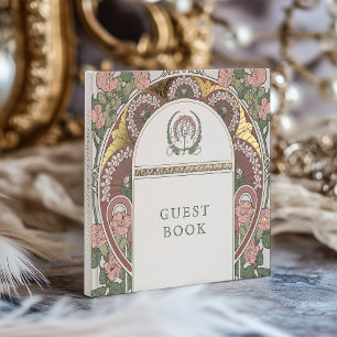 Bougainvillea Pink Green Gold Wedding Guest Book