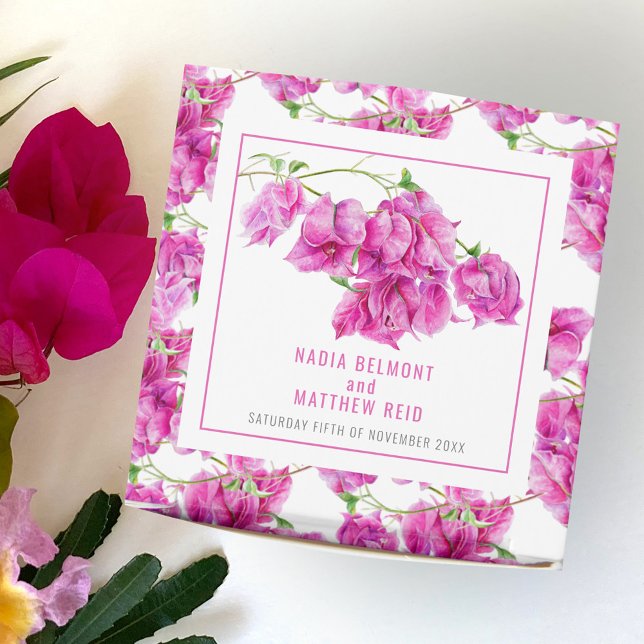 Bougainvillea pink watercolor wedding  favour box (Creator Uploaded)