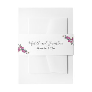 Bougainvillea Pink Wedding Invitation Belly Band