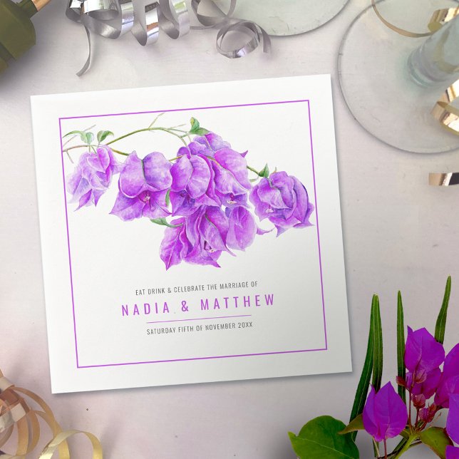 Bougainvillea purple mauve watercolor wedding  napkin (Creator Uploaded)