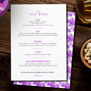 Bougainvillea purple watercolor wedding bar menu