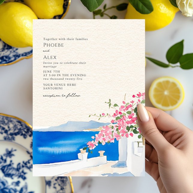 Bougainvillea Santorini Destination Wedding  Invitation (Creator Uploaded)