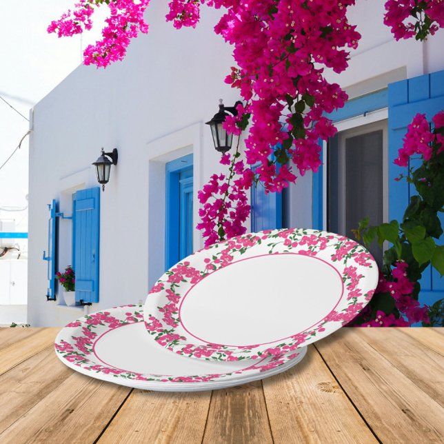 Bougainvillea Santorini Greek/ Spanish themed Paper Plate (Creator Uploaded)
