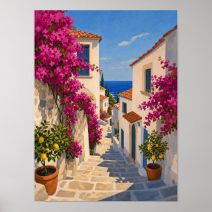 Bougainvillea Stairway to the Sea Poster