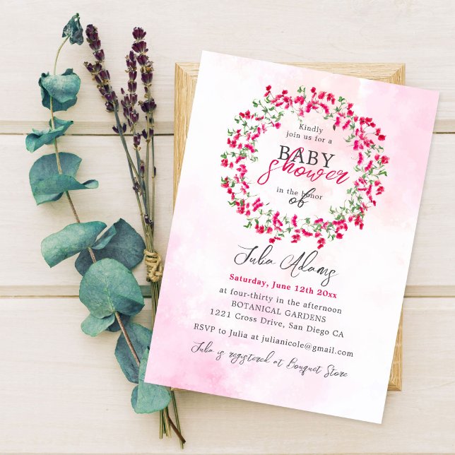 Bougainvillea Tropical Wild Forest Baby Shower Invitation (Creator Uploaded)