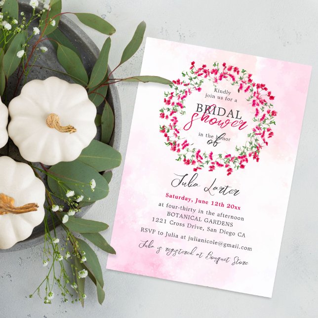 Bougainvillea Tropical Wildflower Bridal Shower Invitation (Creator Uploaded)