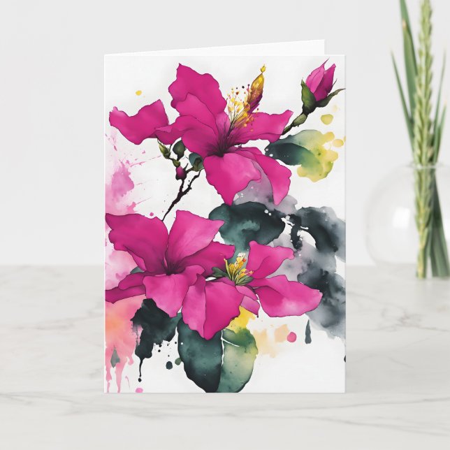 Bougainvillea - Watercolor flowers Card (Front)
