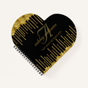 Bougee gold glitter salon heart notebook