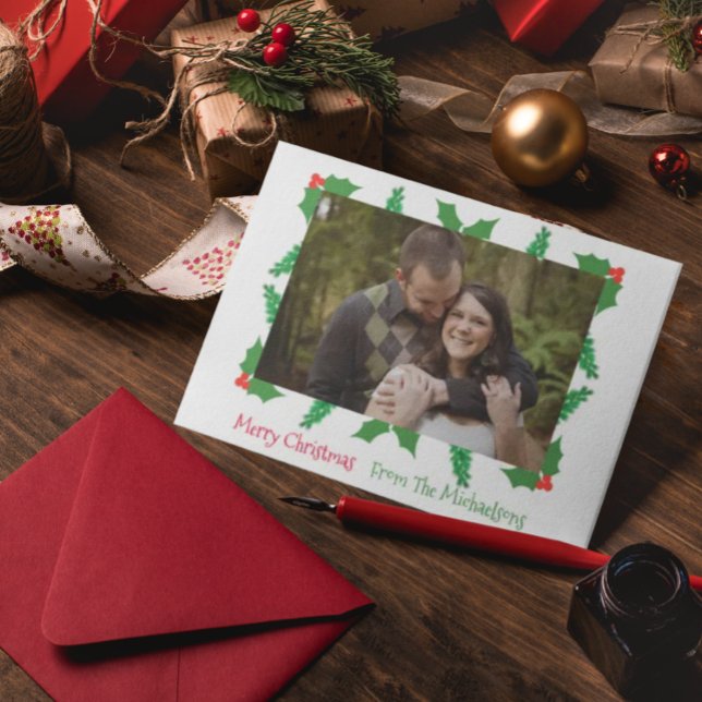 Boughs & Holly Christmas Holiday Card (Creator Uploaded)