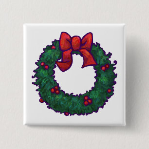 Boughs of Holly 15 Cm Square Badge