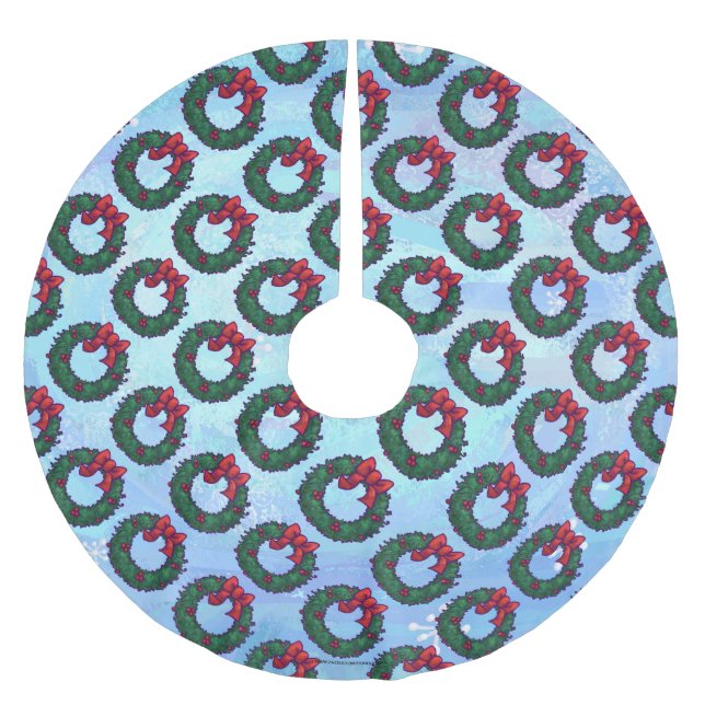 Boughs of Holly Brushed Polyester Tree Skirt (Front)