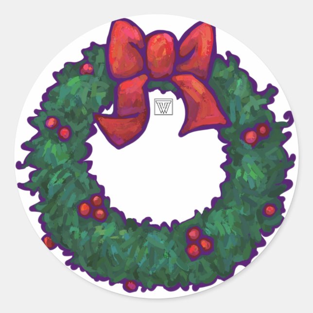 Boughs of Holly Classic Round Sticker (Front)