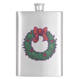 Boughs of Holly Hip Flask