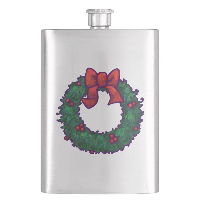Boughs of Holly Hip Flask (Front)