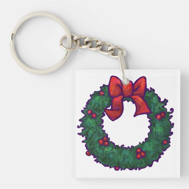 Boughs of Holly Key Ring (Front)