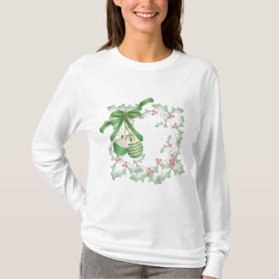 Boughs of Holly Light Green Pink T-Shirt