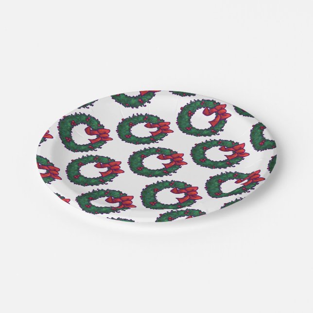 Boughs of Holly Paper Plate (Angled)