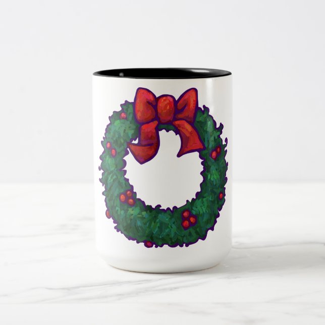 Boughs of Holly Two-Tone Coffee Mug (Center)