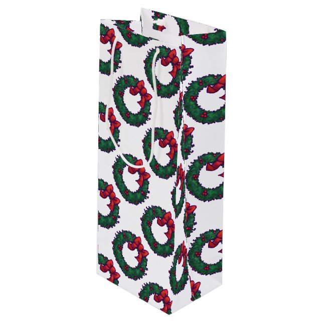 Boughs of Holly Wine Gift Bag (Front Angled)