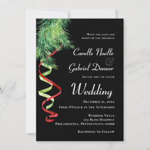 Boughs & Streamers Christmas Wedding Announcement