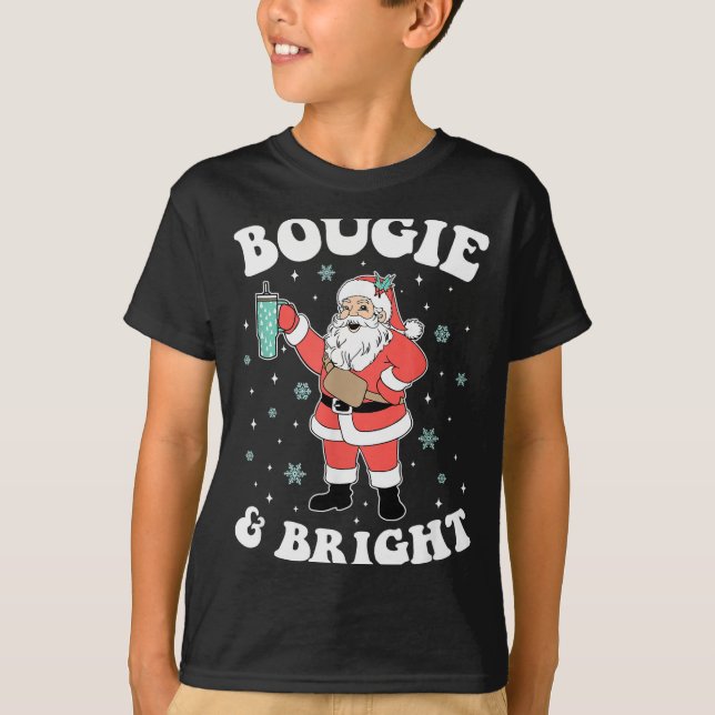 Bougie &amp; Bright Funny Christmas Santa Claus  T-Shirt (Front)