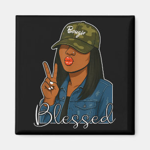 Bougie Blessed Camo Hat Christian Black Woman  Magnet