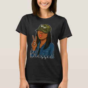 Bougie Blessed Camo Hat Christian Black Woman  T-Shirt