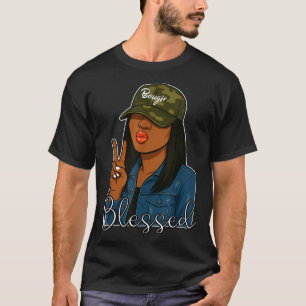 Bougie Blessed Camo Hat Christian Black Woman  T-Shirt