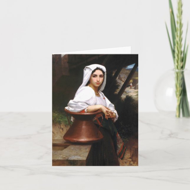 Bouguereau Italian Girl Drawing Water Note Card (Front)