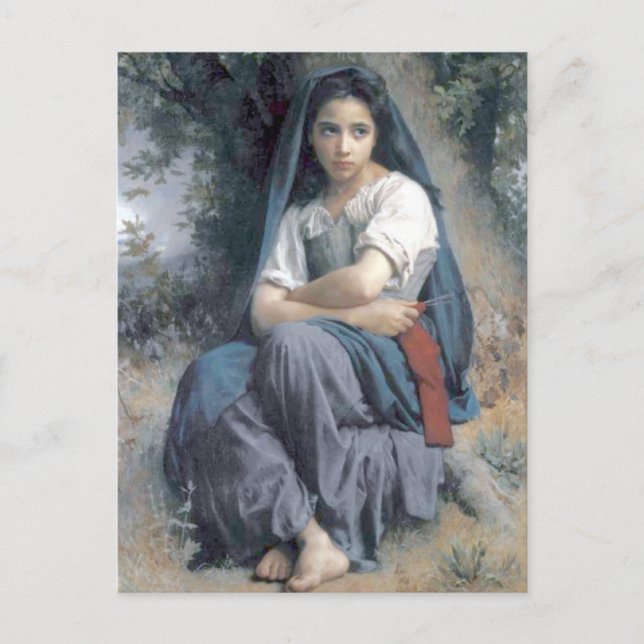 Bouguereau - La Petite Tricoteuse Postcard (Front)