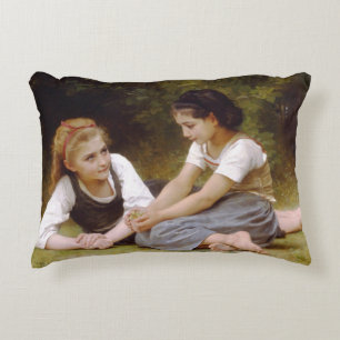 Bouguereau's 1882 The Nut Gatherers Les noisettes Decorative Cushion