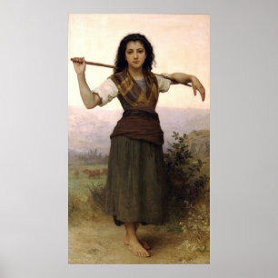 Bouguereau's Classic 1889 Painting The Shepherdess Poster