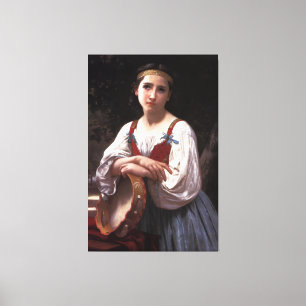 Bouguereau's Gypsy Girl with a Basque Drum (1867) Canvas Print