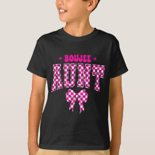 Boujee Aunt Nk Checkered Bow Birthday Family Match T-Shirt