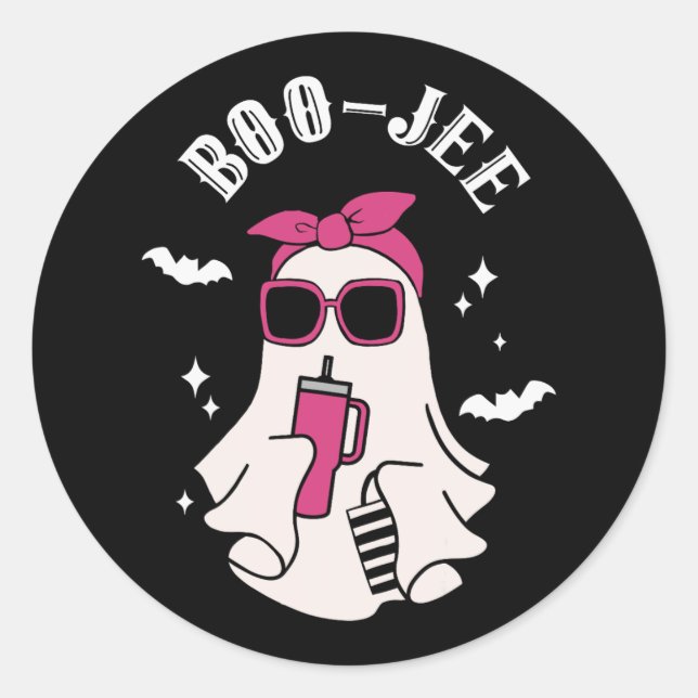 Boujee Boo-jee Cute Ghost Spooky Season Halloween  Classic Round Sticker (Front)