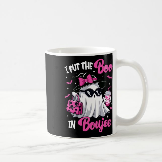 Boujee Boo Jee Spooky Ghost Pink Halloween Pumpkin Coffee Mug (Right)